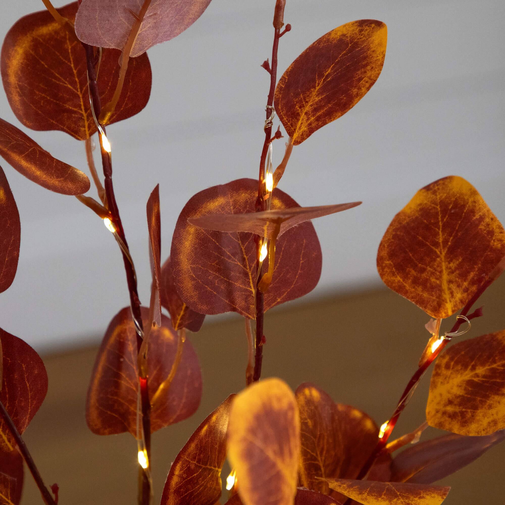 3ft. Pre-Lit Autumn Eucalyptus Artificial Fall Tree with 80 Warm White LED Lights